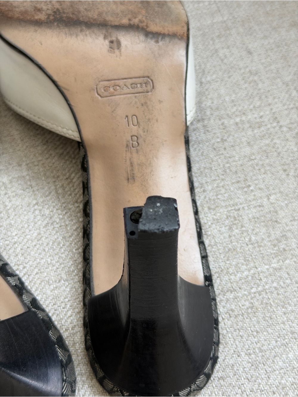 COACH Women's White Leather Slide Sandals vintage - Picture 8 of 9